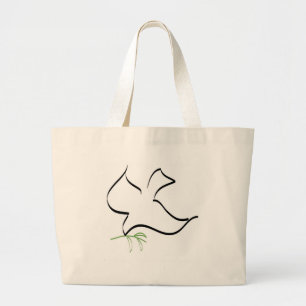 Dove and Olive Branch Image Large Tote Bag