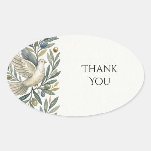Dove and Olive Branch Wedding Thank You Sticker