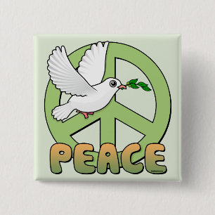 Dove and Peace Symbol 15 Cm Square Badge
