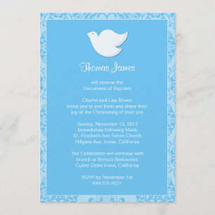 Dove Baptism Invitation for Boy