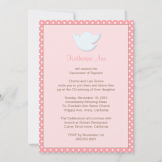 Dove Baptism Invitation for Girl