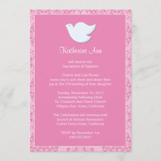 Dove Baptism Invitation for Girl