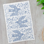 Dove Bird Blue Tea Towel<br><div class="desc">Dusty blue and white folk art dove pattern for peace and hope. Original art by Nic Squirrell.</div>