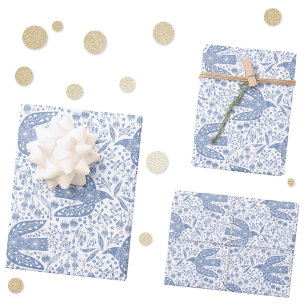 Dove Bird Blue Wrapping Paper Sheet