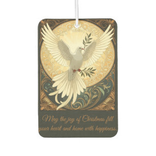 Dove Bird Carrying A Sprig of Olive Christmas Desi Car Air Freshener