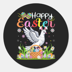 Dove Bird Happy Easter Egg Hunt Bunny Ear Dove Eas Classic Round Sticker