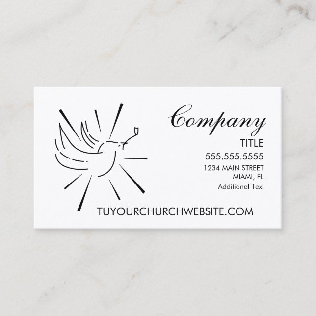 Dove Bird Logo Church Business Card (Front)