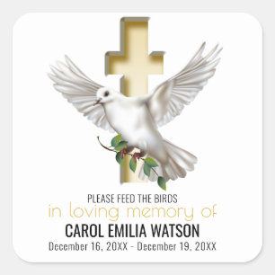 Dove Bird Seed Packet Funeral Memorial Square Sticker