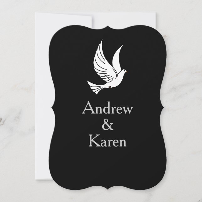 Dove Black & Silver Wedding Invitation (Front)