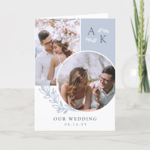Dove Blue Greenery Overlapping Photos Wedding Programme