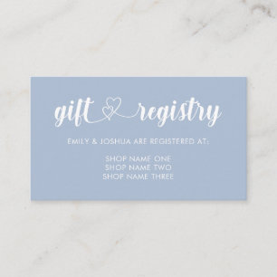 Dove Blue Interlocked Hearts Gift Registry Wedding Enclosure Card