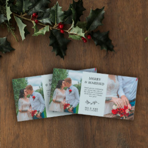 Dove Blue Mistletoe Merry Married Christmas Thank You Card
