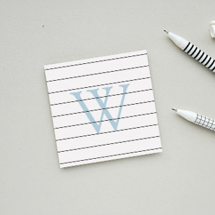 Dove Blue Monogram Lined Post-it Notes