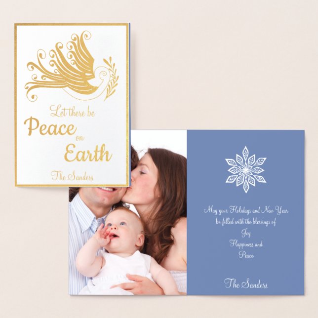 Dove Christmas Card Peace on Earth Photo Gold (Display)