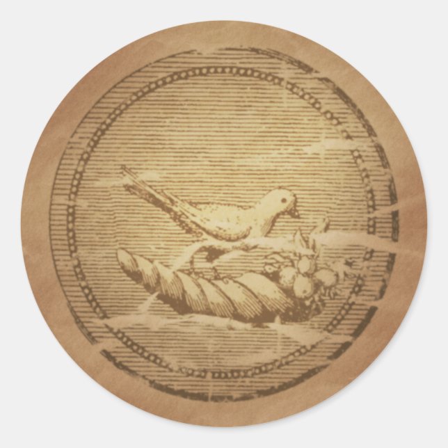 Dove & Cornucopia Good Fortune Classic Round Sticker (Front)
