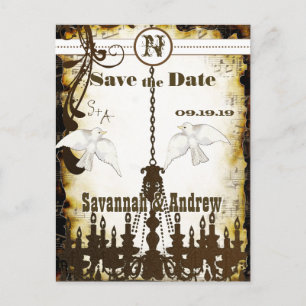 Dove Country Chic Rustic Chandelier Save the Date Announcement Postcard