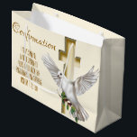 Dove Cross Large Gift Bag<br><div class="desc">White Dove with Gold Cross.</div>