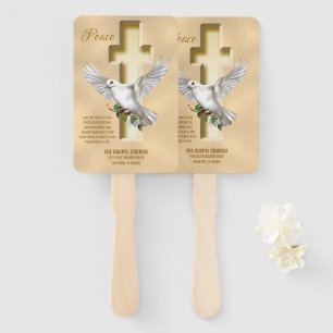 Dove Cross Personalised Scripture Verse Church Hand Fan