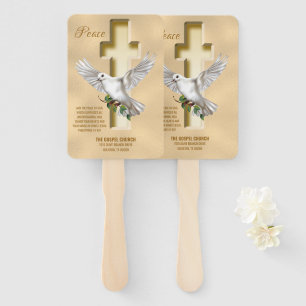 Dove Cross Personalized Scripture Verse Church Hand Fan