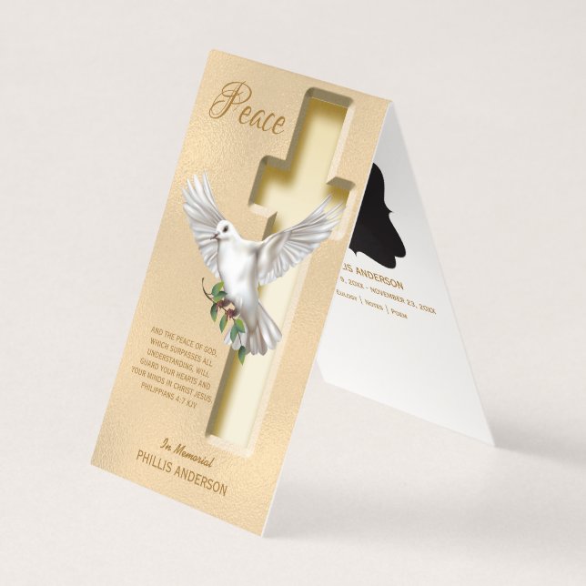 Dove Cross Photo Funeral Memorial (Front)