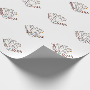 Dove Cross Religious Baptism Christening Wrapping Paper
