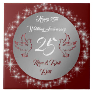 Dove Customise Happy Silver 25th Anniversary Tile