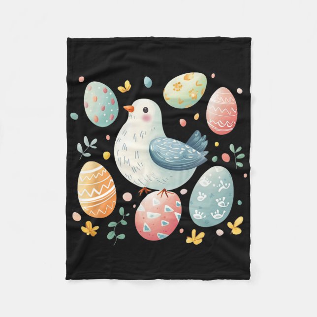 Dove Easter With Easter Eggs; Style Simple Cute Ea Fleece Blanket (Front)
