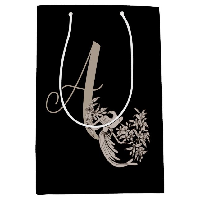 Dove Elegant Monogram Initial A   Medium Gift Bag (Front)
