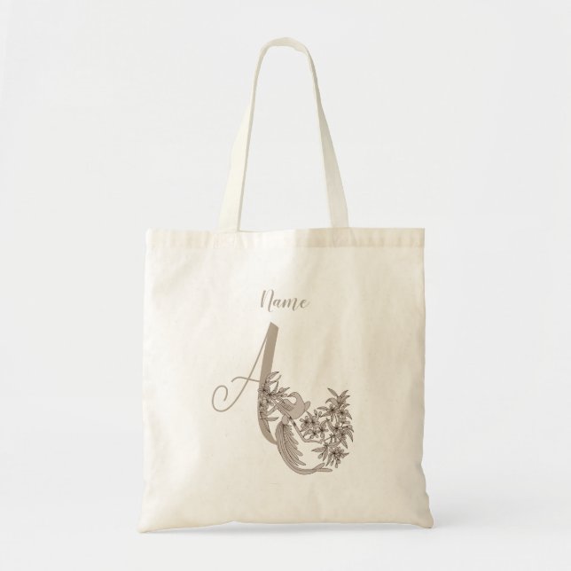 Dove Elegant Monogram Initial A  Name  Tote Bag (Front)