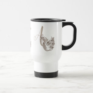 Dove Elegant Monogram Initial A  Name   Travel Mug