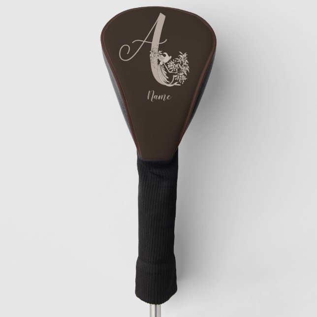 Dove Elegant Monogram Initial A Personalised Golf Head Cover (Front)