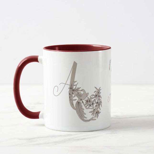 Dove Elegant Monogram Initial A Personalised Mug (Left)
