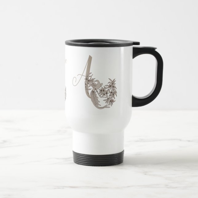 Dove Elegant Monogram Initial A Personalised Travel Mug (Right)