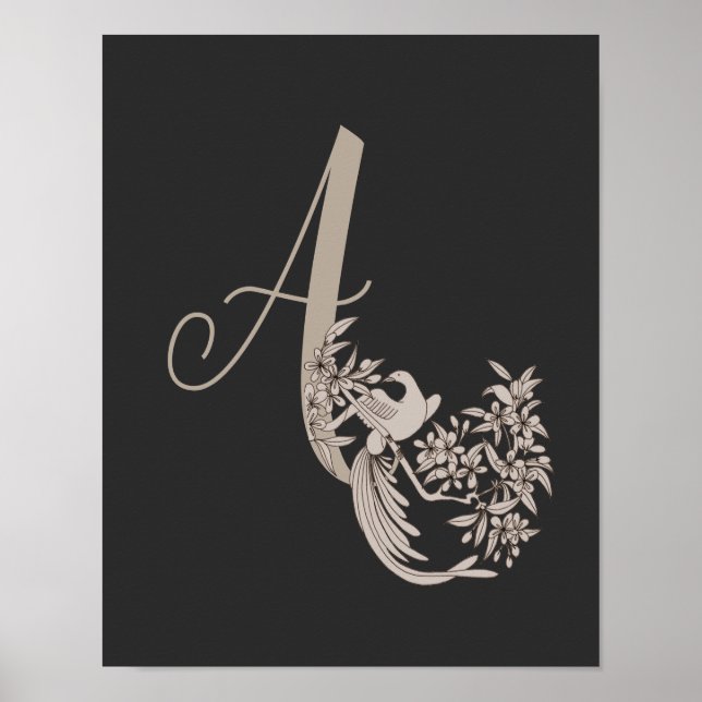 Dove Elegant Monogram Initial A  Poster (Front)