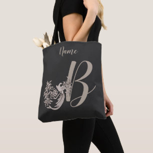 Dove Elegant Monogram Initial B Personalised Tote Bag