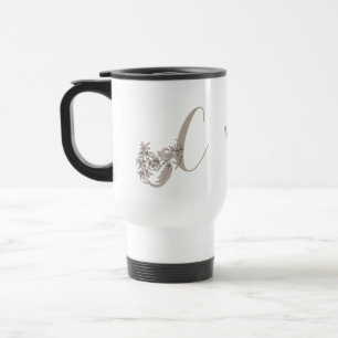 Dove Elegant Monogram Initial C Personalised Travel Mug