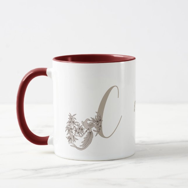 Dove Elegant Monogram Initial C  Your Name Mug (Left)
