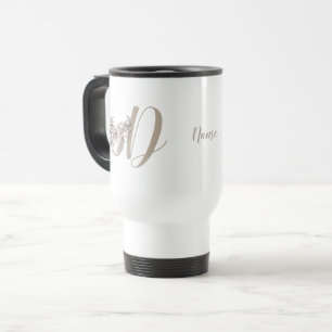 Dove Elegant Monogram Initial D Personalised Travel Mug