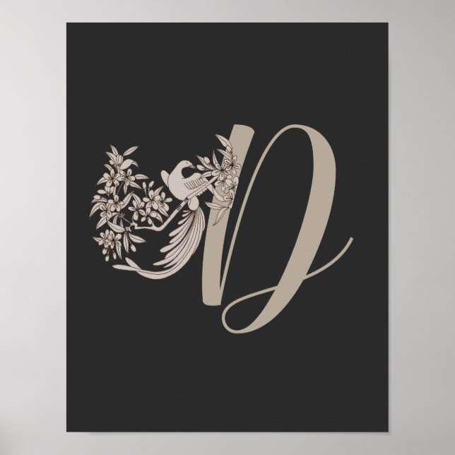 Dove Elegant Monogram Initial D  Poster (Front)