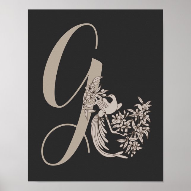 Dove Elegant Monogram Initial G Poster (Front)