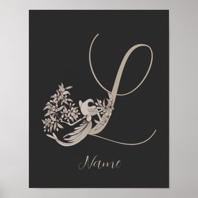 Dove Elegant Monogram Initial L Personalised Poster (Front)