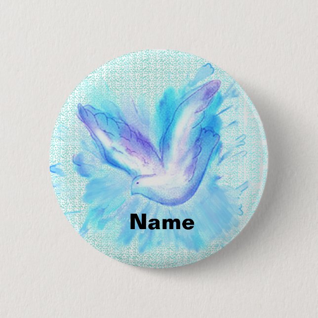 Dove Flying 6 Cm Round Badge (Front)