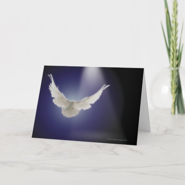 Dove flying through beam of light card (Front)