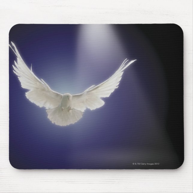Dove flying through beam of light mouse mat (Front)
