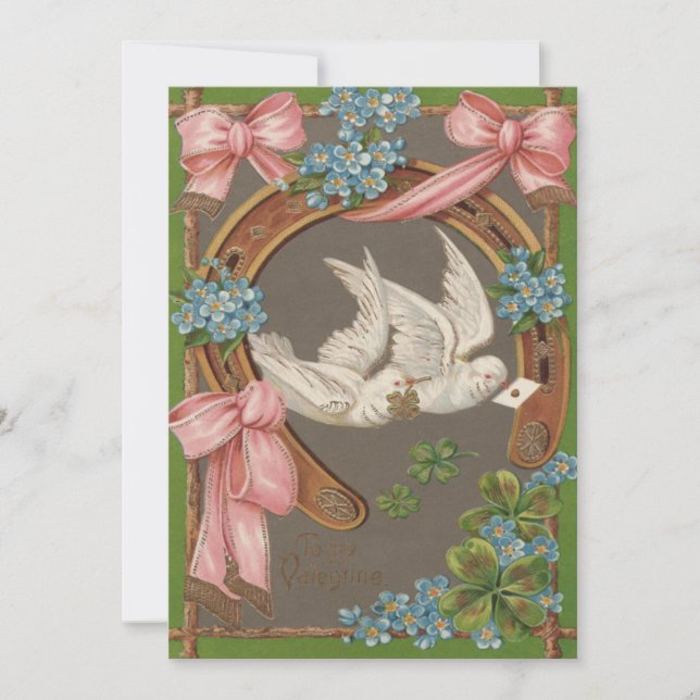 Dove Forget-Me-Not's Horseshoe Wedding Invitation (Front)