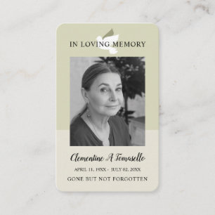 Dove Funeral Memorial Prayer Photo Card