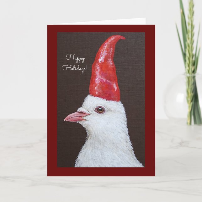 Dove Gnome Folded holiday Card (Front)