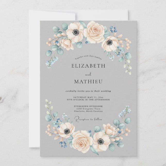 Dove Grey Alluring Winter Wedding Invitation (Front)