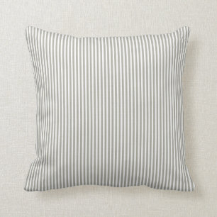 Dove Grey and White Cabana Stripes Cushion