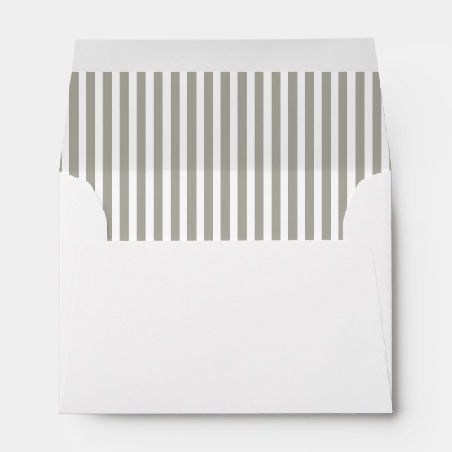 Dove Grey and White Cabana Stripes Envelopes (Back (Bottom))